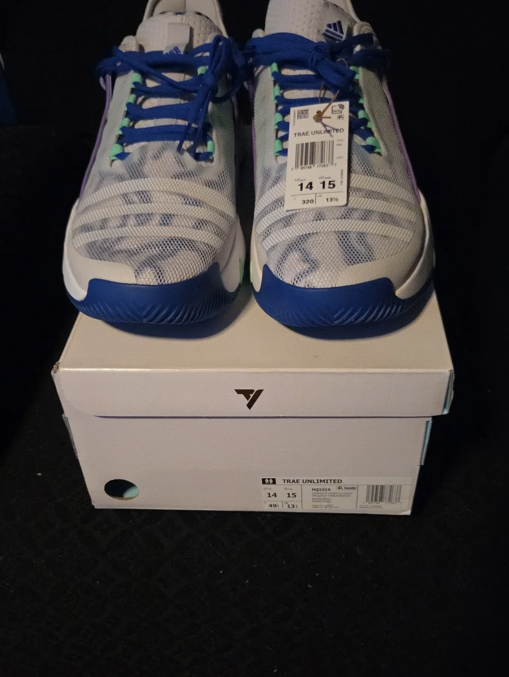 adidas Trae Unlimited Sneakers - White, Blue & Green Accents